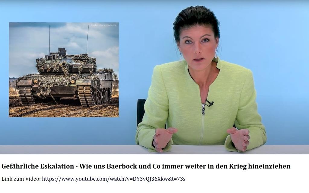 Aus dem Posteingang - Dr. Sahra Wagenknecht (MdB), Die Linke - Gefhrliche Eskalation - Wie uns Baerbock und Co immer weiter in den Krieg hineinziehen - 22.09.2022 - Link Video: https://www.youtube.com/watch?v=DY3vQJ36Xkw&t=73s  