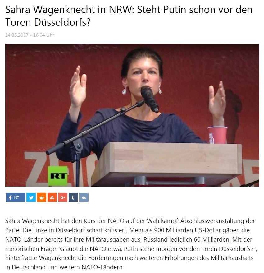 Sahra Wagenknecht in NRW: Steht Putin schon vor den Toren Dsseldorfs? 